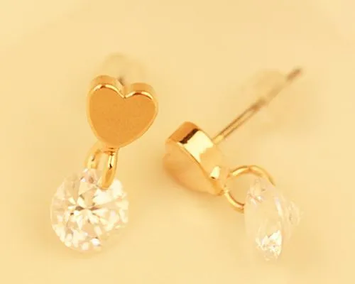 Love Heart Round Crystal Stud Earrings for Women