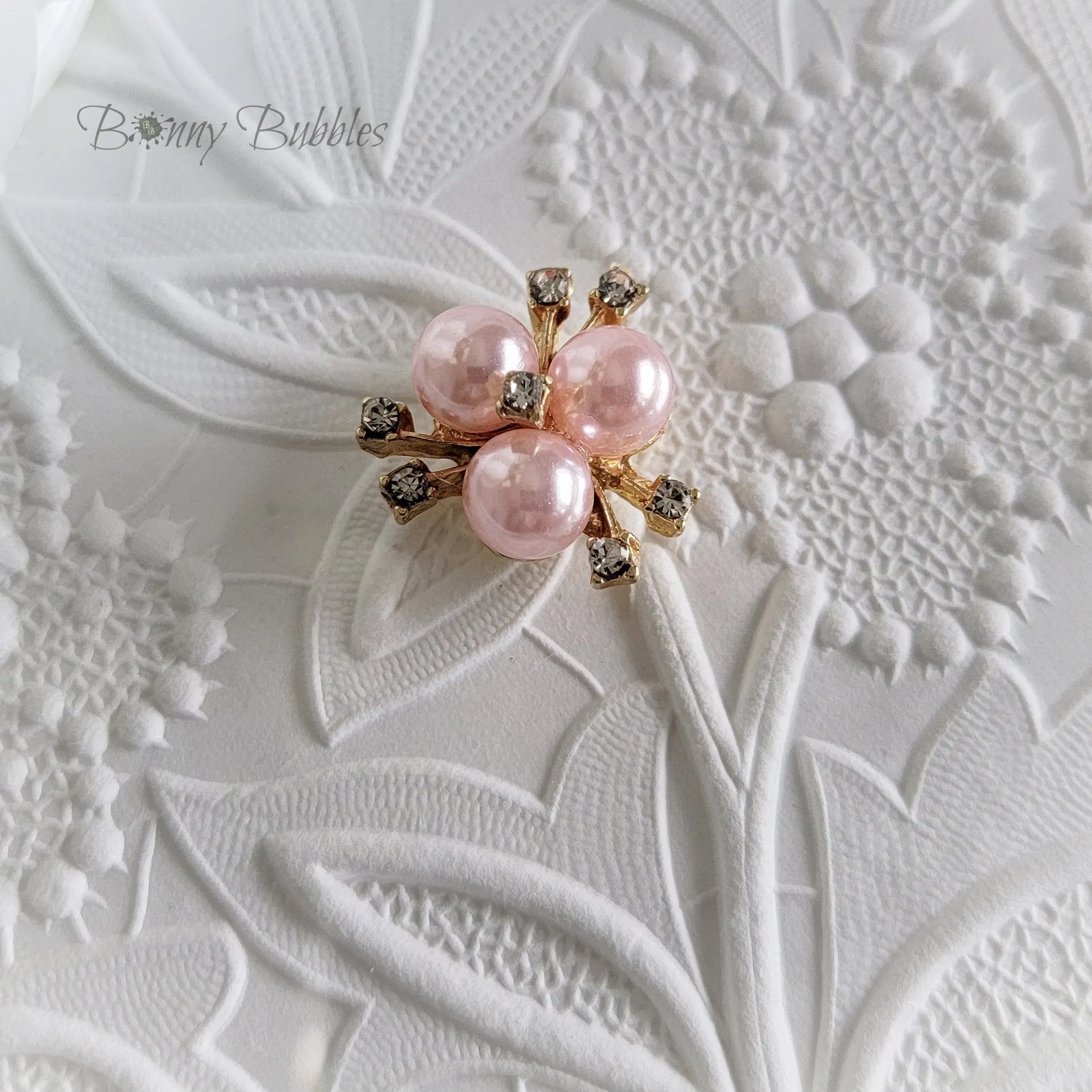 Lt. Pink, Pearl Rhinestone Flatback Jewelry Charm