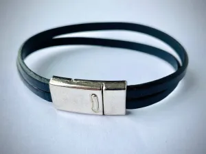 Men's Leather Bracelet with Antique Silver/Brass Clasp