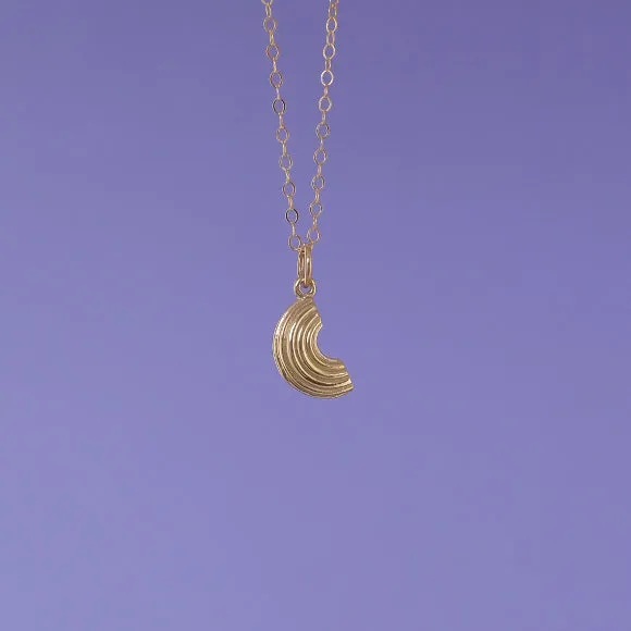 Mini Charming Necklace - Golden Macaroni Elbow Pasta