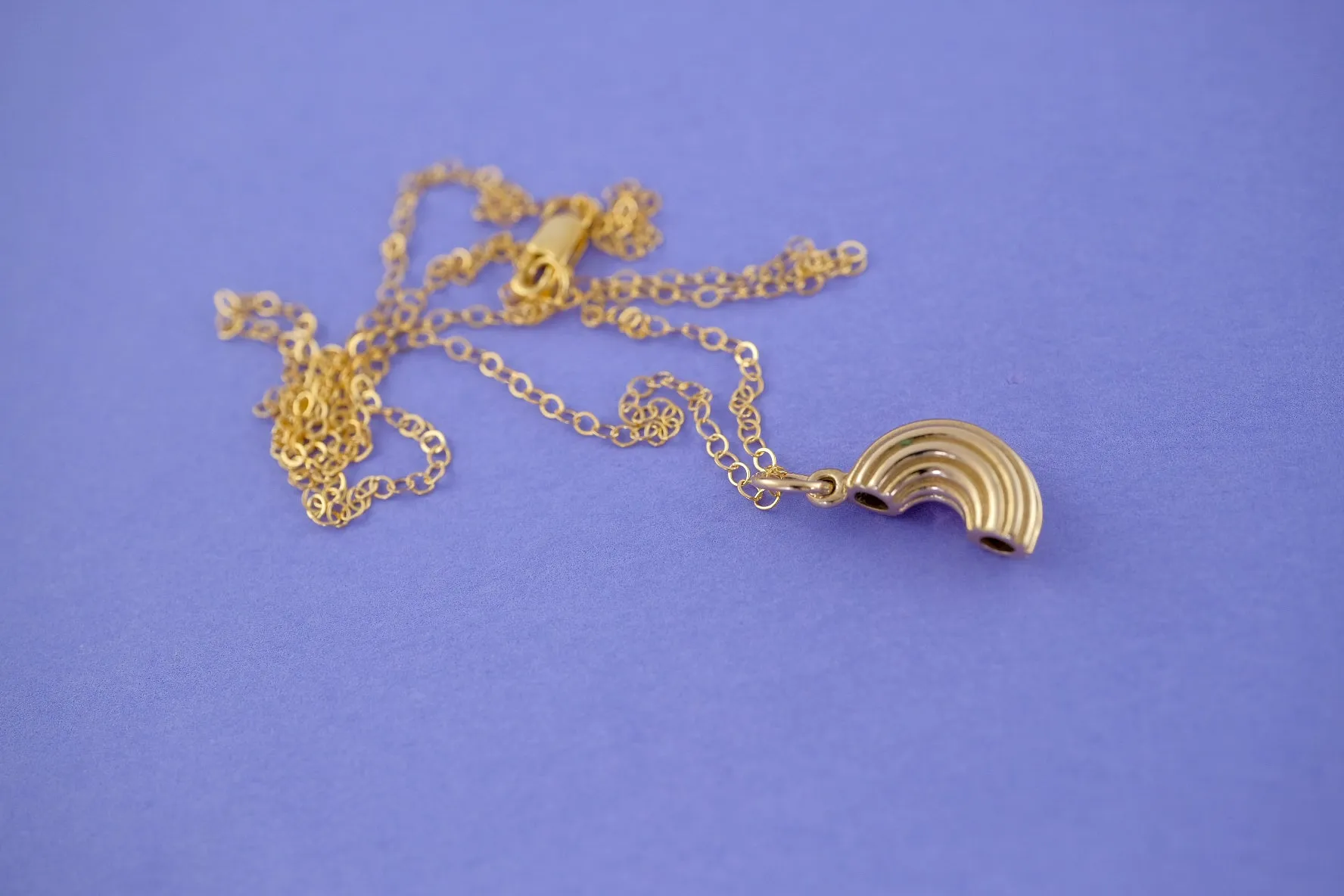 Mini Charming Necklace - Golden Macaroni Elbow Pasta