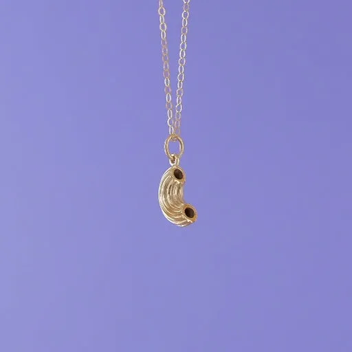 Mini Charming Necklace - Golden Macaroni Elbow Pasta