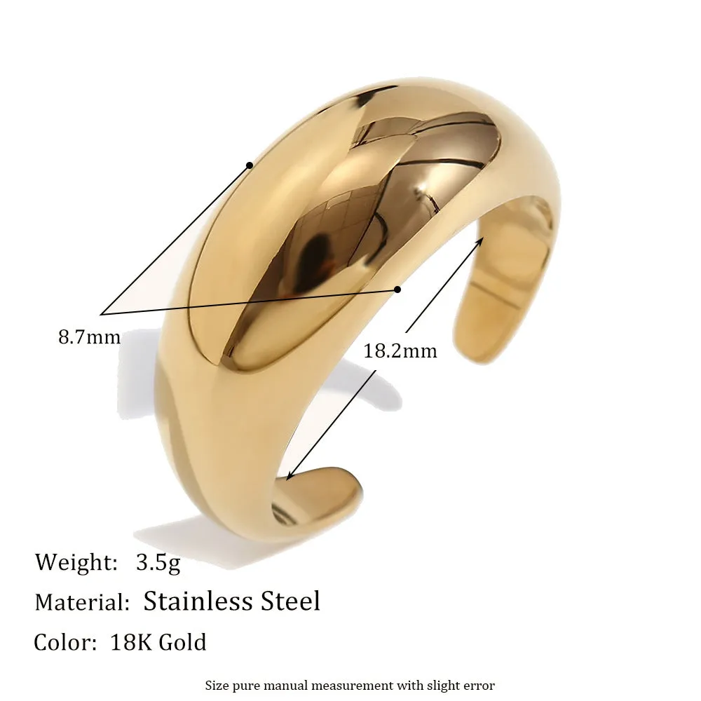 Minimalist Fashion Circle Stripe Geometric Stainless Steel Electroplating Rings