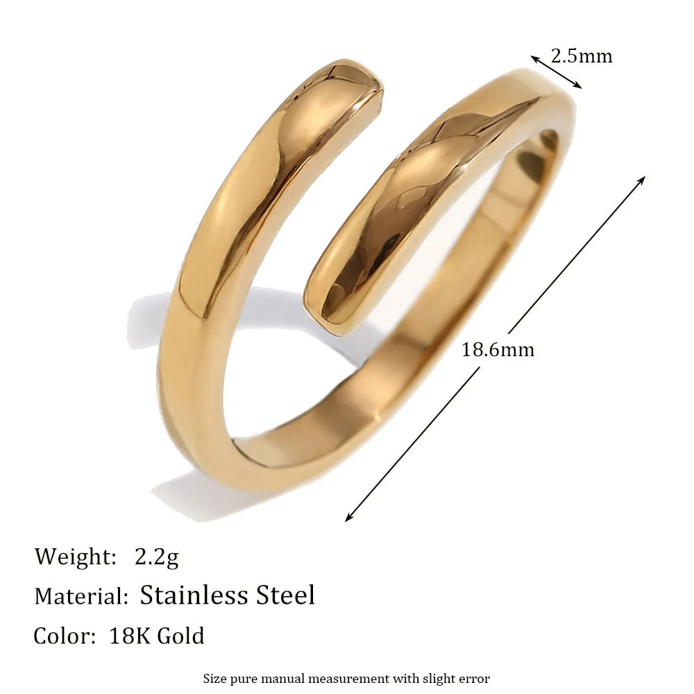 Minimalist Fashion Circle Stripe Geometric Stainless Steel Electroplating Rings