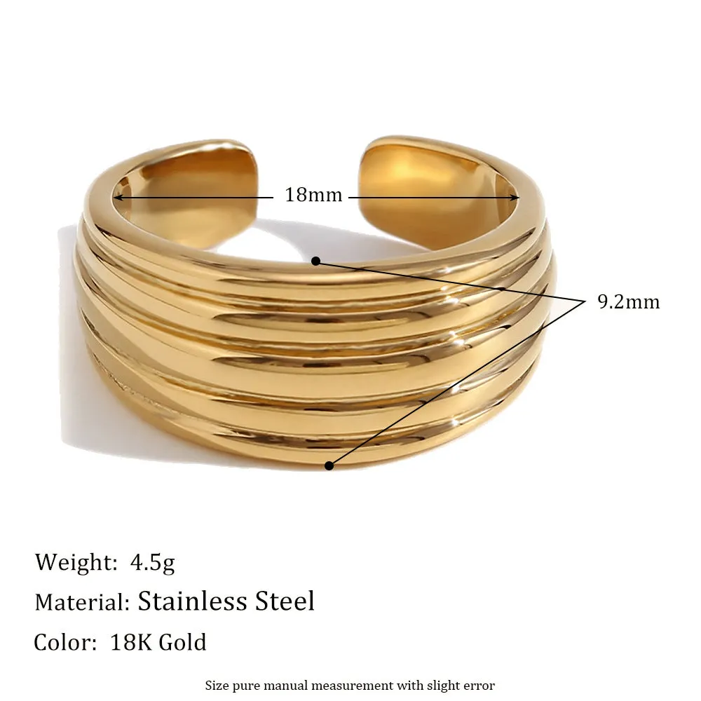 Minimalist Fashion Circle Stripe Geometric Stainless Steel Electroplating Rings