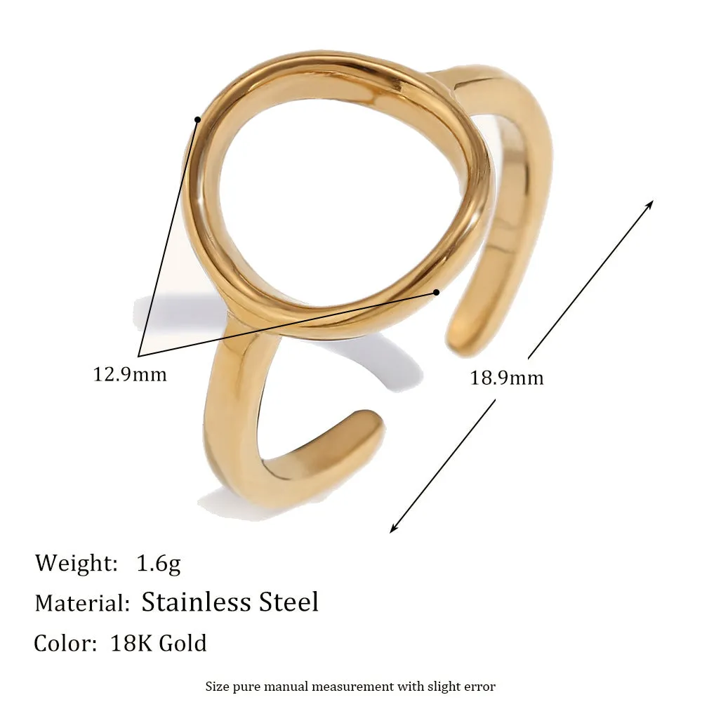 Minimalist Fashion Circle Stripe Geometric Stainless Steel Electroplating Rings