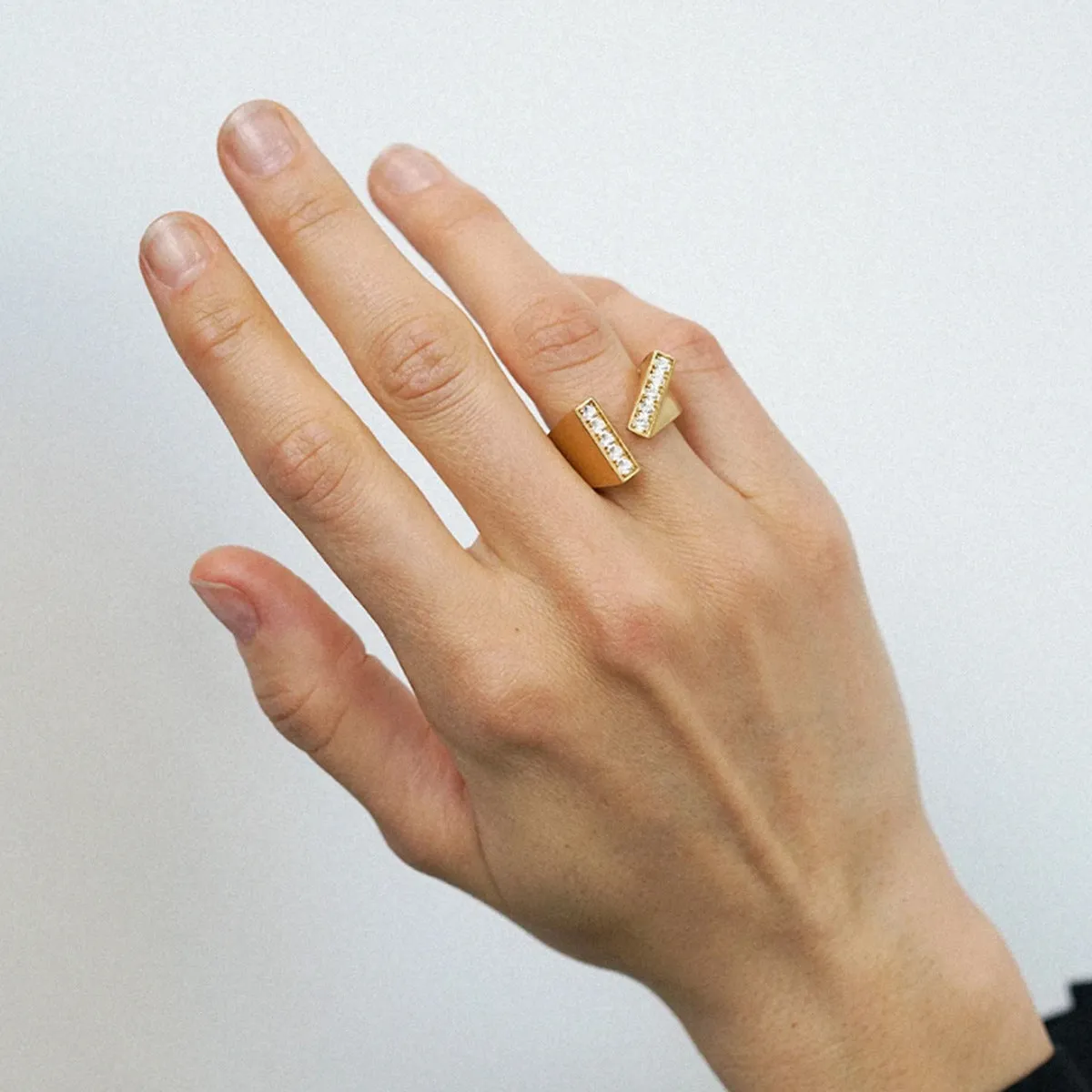 Minimalist Irregular Geometric Stainless Steel 18K Gold Plated Rings