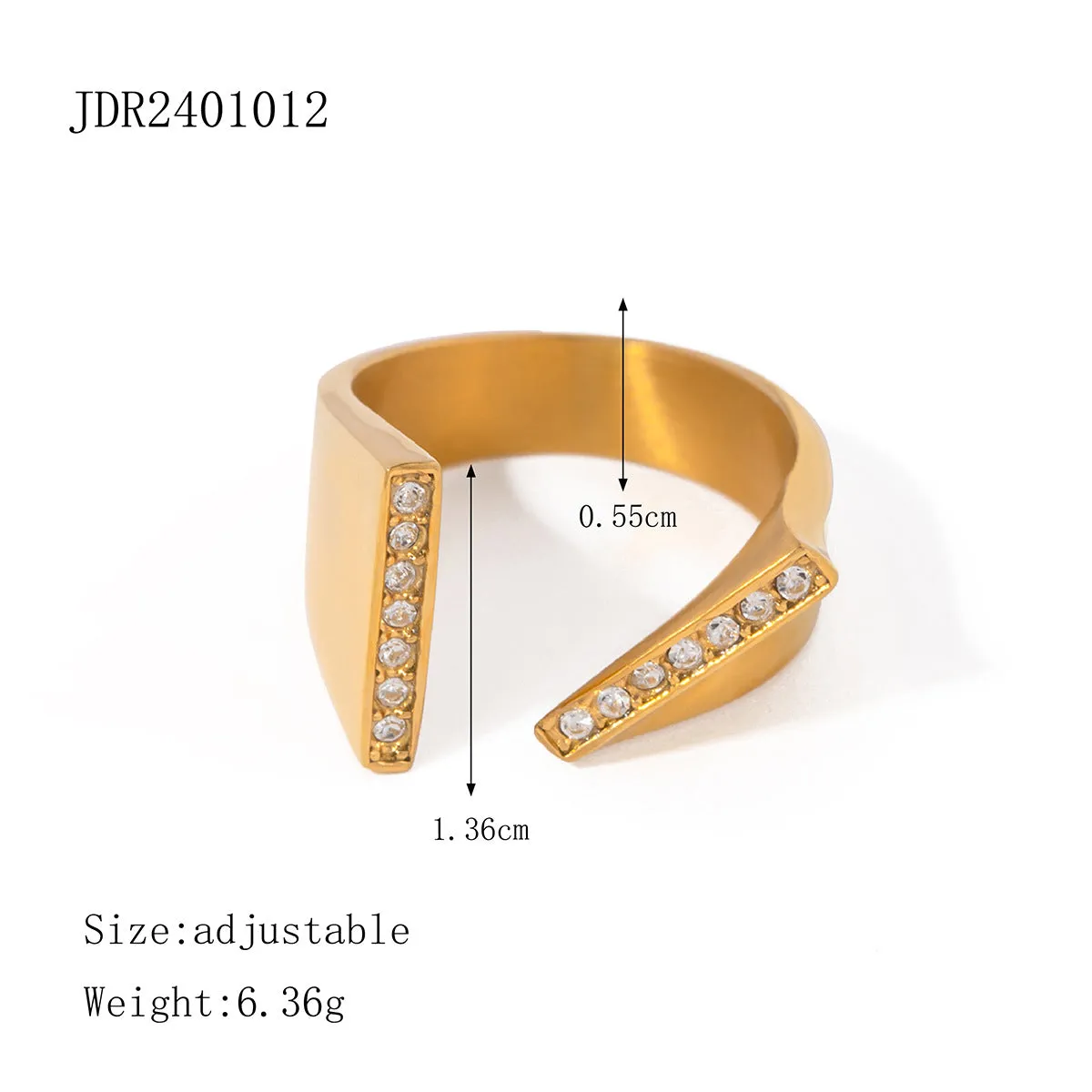 Minimalist Irregular Geometric Stainless Steel 18K Gold Plated Rings