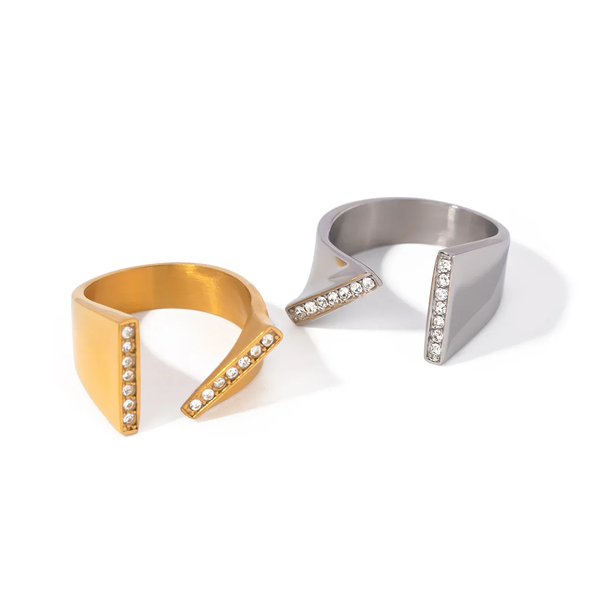 Minimalist Irregular Geometric Stainless Steel 18K Gold Plated Rings