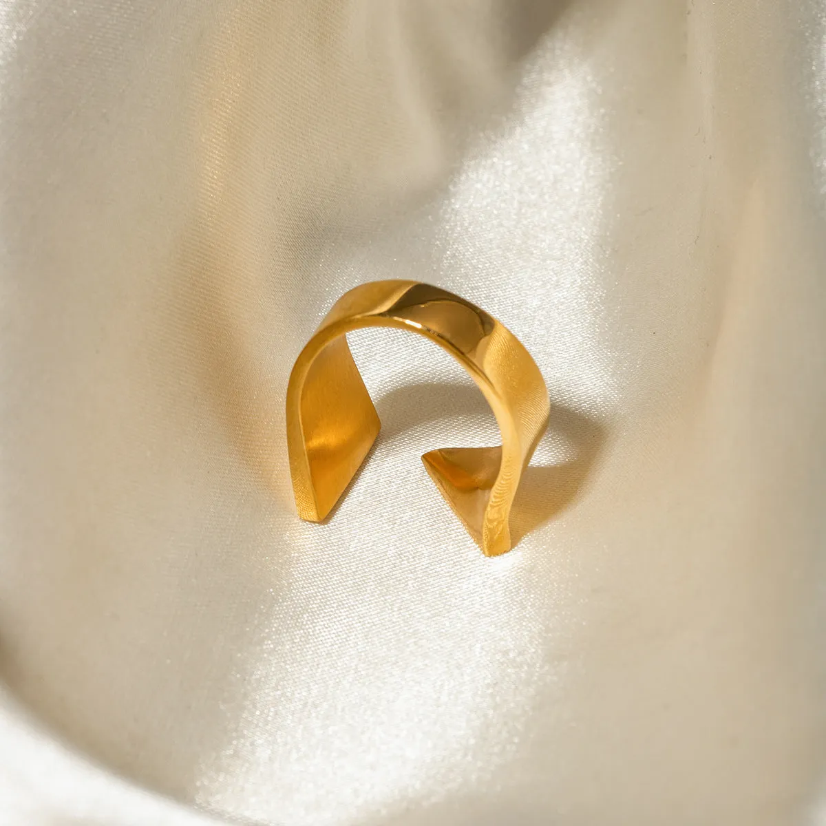 Minimalist Irregular Geometric Stainless Steel 18K Gold Plated Rings