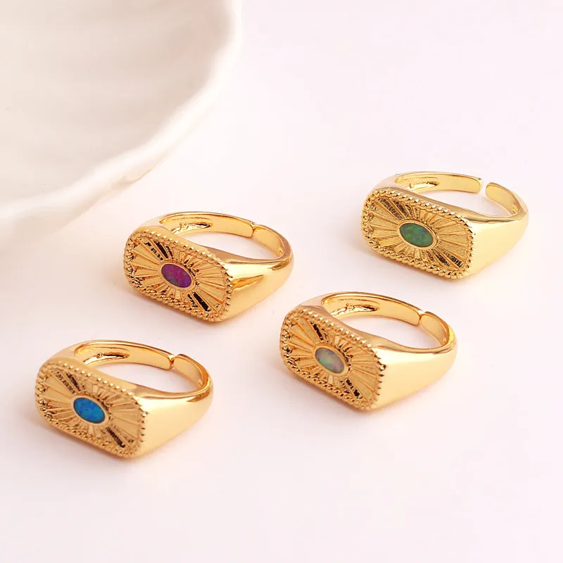 Minimalist Women Geometric Copper Electroplating Rings