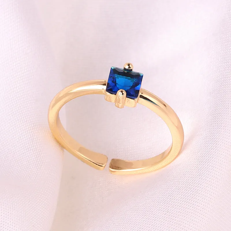 Minimalist Women Quadrilateral Geometric Zircon Electroplating Rings