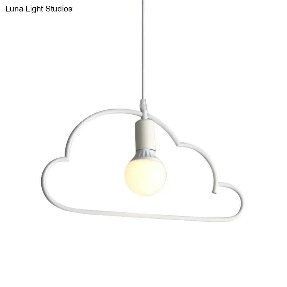 Modern Cloud Pendant Ceiling Lamp with Metal Finish - White, 1 Bulb