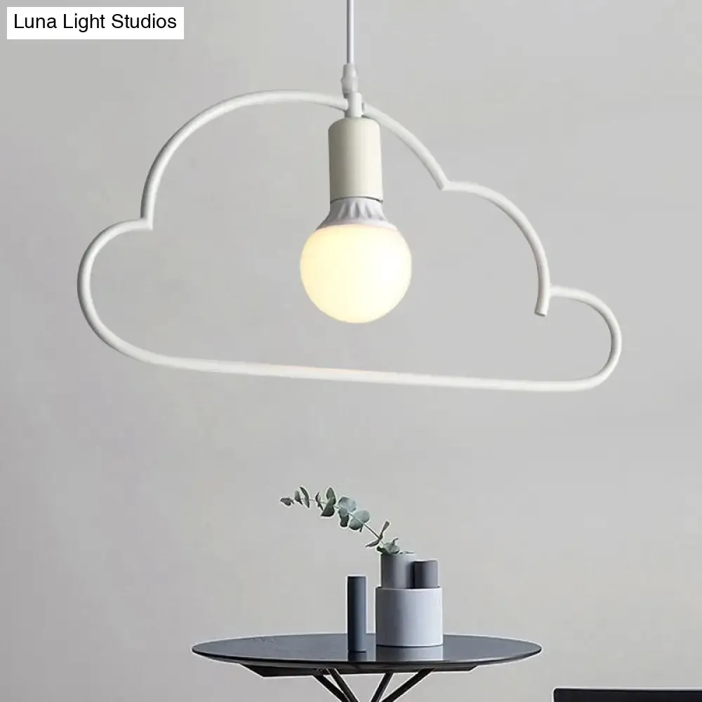 Modern Cloud Pendant Ceiling Lamp with Metal Finish - White, 1 Bulb