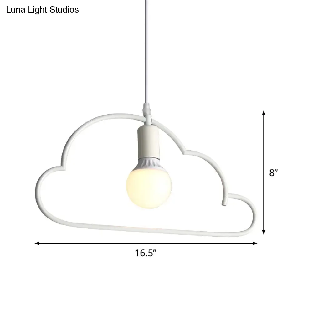 Modern Cloud Pendant Ceiling Lamp with Metal Finish - White, 1 Bulb