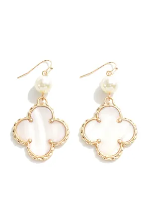 Mother of Pearl Clover Drop Earrings