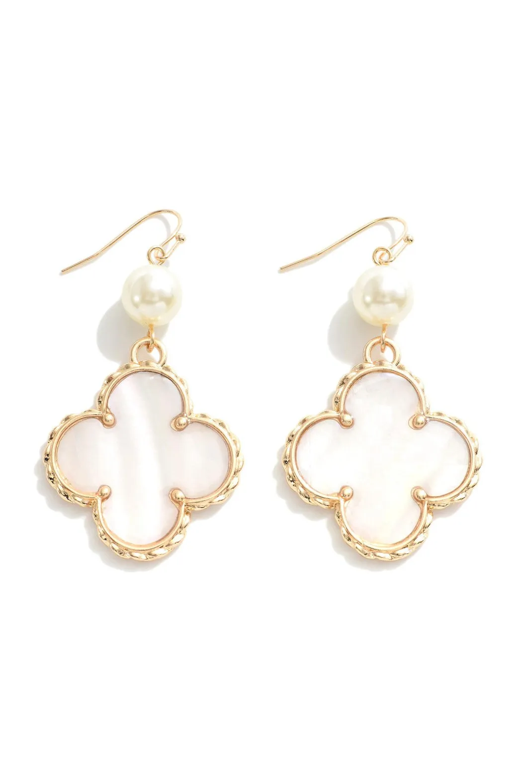 Mother of Pearl Clover Drop Earrings