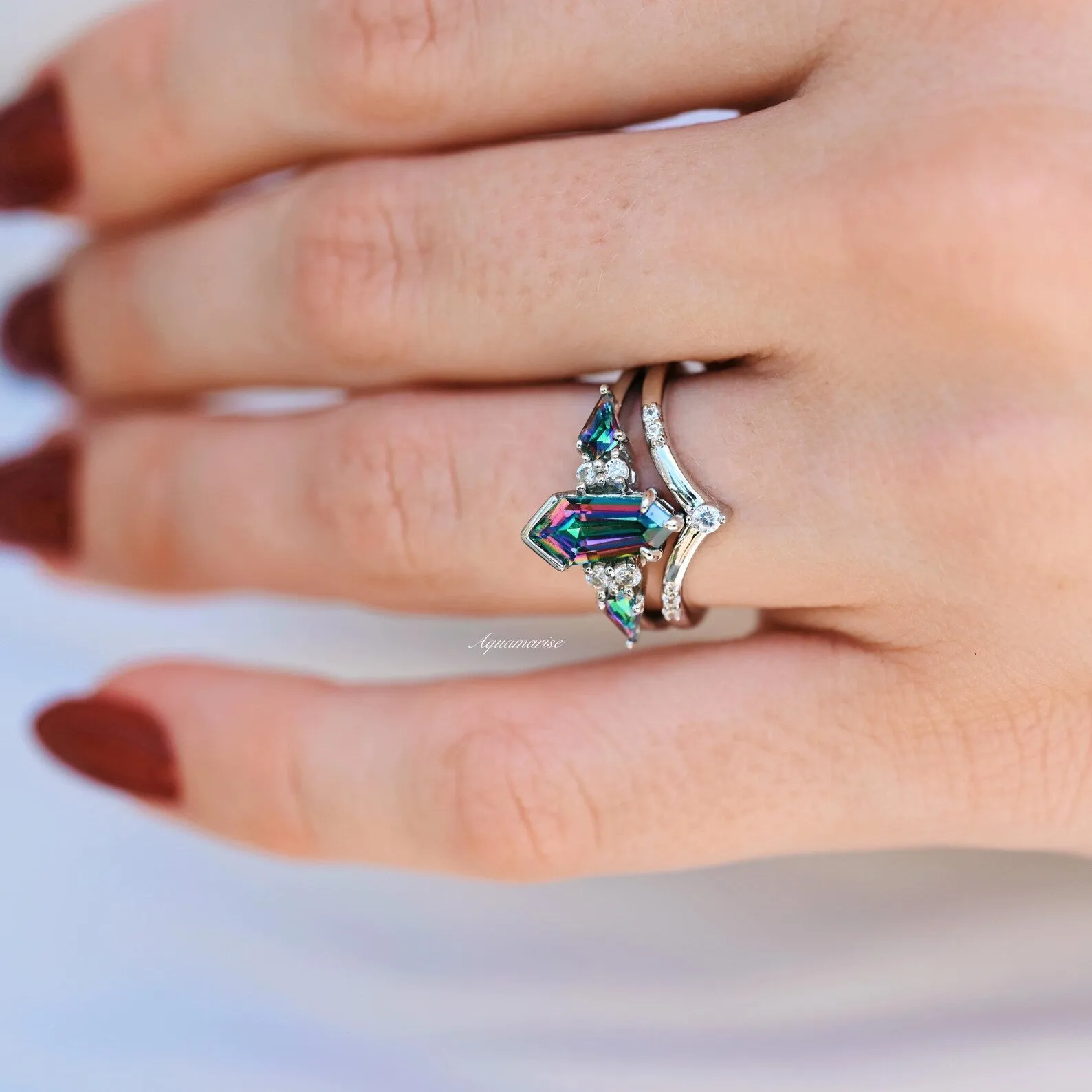 Mystic Topaz Ring Set - Sterling Silver