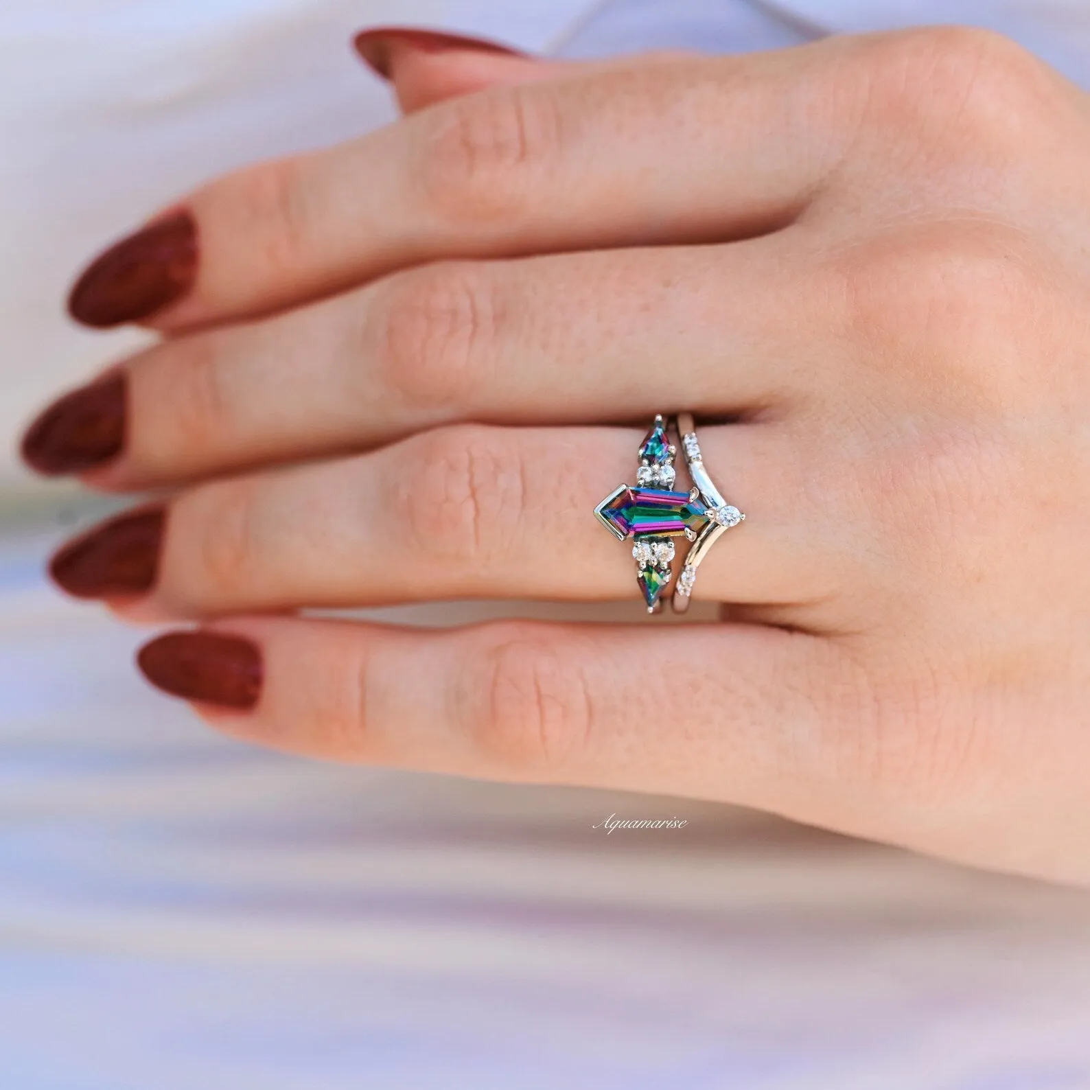 Mystic Topaz Ring Set - Sterling Silver