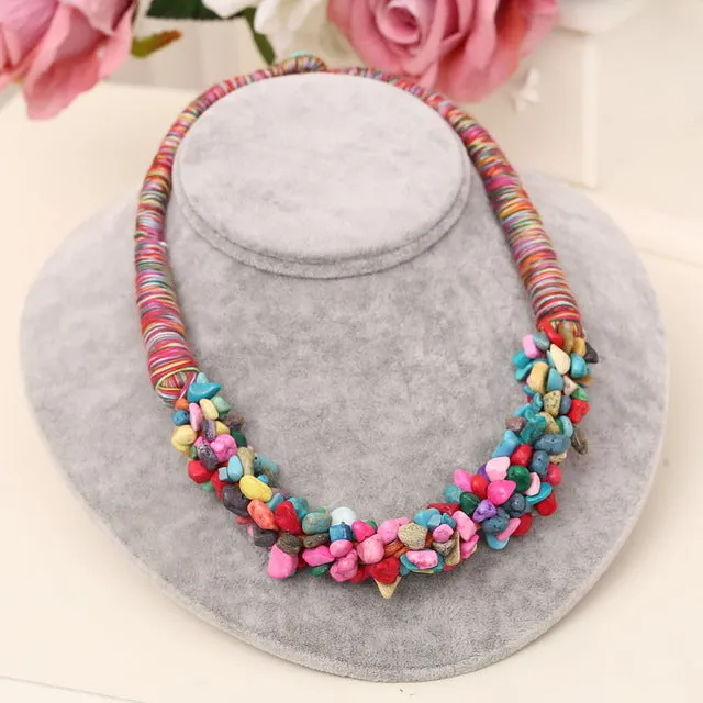 New Bohemia Statement Choker Fashion Charms 100% Natural Coral Stone Gem Collar Necklaces&Pendants Women Fine Jewelry