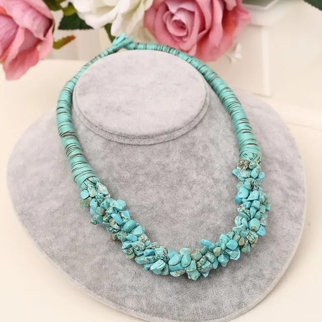 New Bohemia Statement Choker Fashion Charms 100% Natural Coral Stone Gem Collar Necklaces&Pendants Women Fine Jewelry