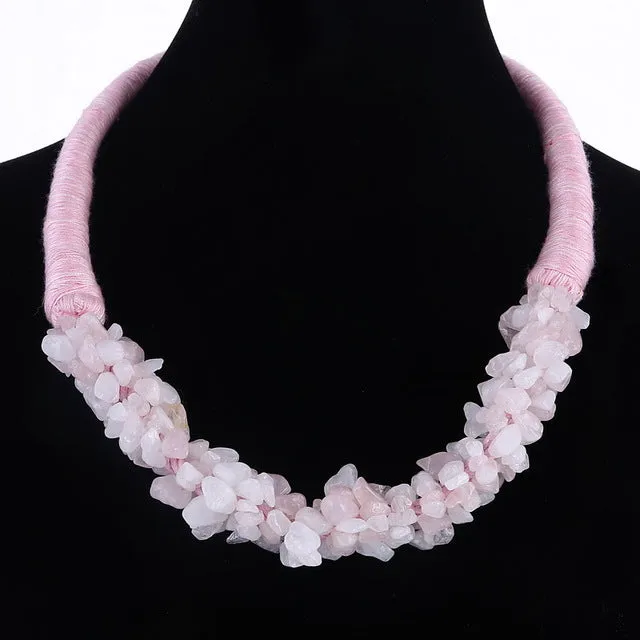 New Bohemia Statement Choker Fashion Charms 100% Natural Coral Stone Gem Collar Necklaces&Pendants Women Fine Jewelry