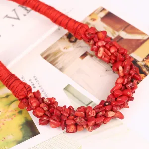 New Bohemia Statement Choker Fashion Charms 100% Natural Coral Stone Gem Collar Necklaces&Pendants Women Fine Jewelry