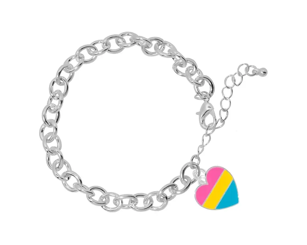 Pansexual LGBTQ Pride Heart Chunky Charm Bracelets