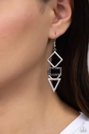 Paparazzi Earring ~ Glamorously Geometric - Black