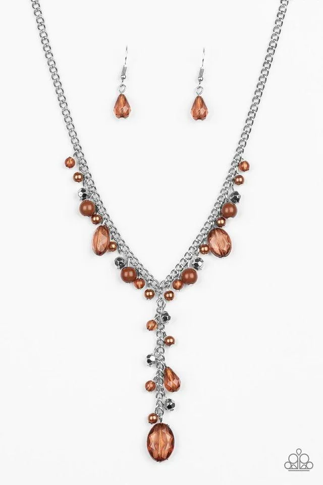 Paparazzi Necklace ~ Crystal Couture - Brown