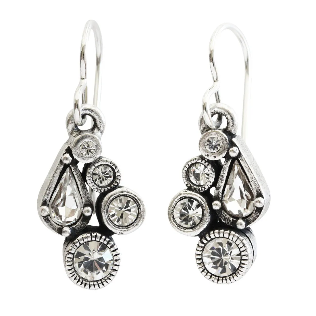 Patricia Locke Bitty Sterling Silver Plated Petite Mosaic Swarovski Earrings, EF1038S All Crystal