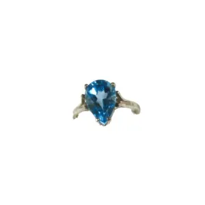 Pear Cut Gemstone London Blue Topaz  Silver Ring Size 7