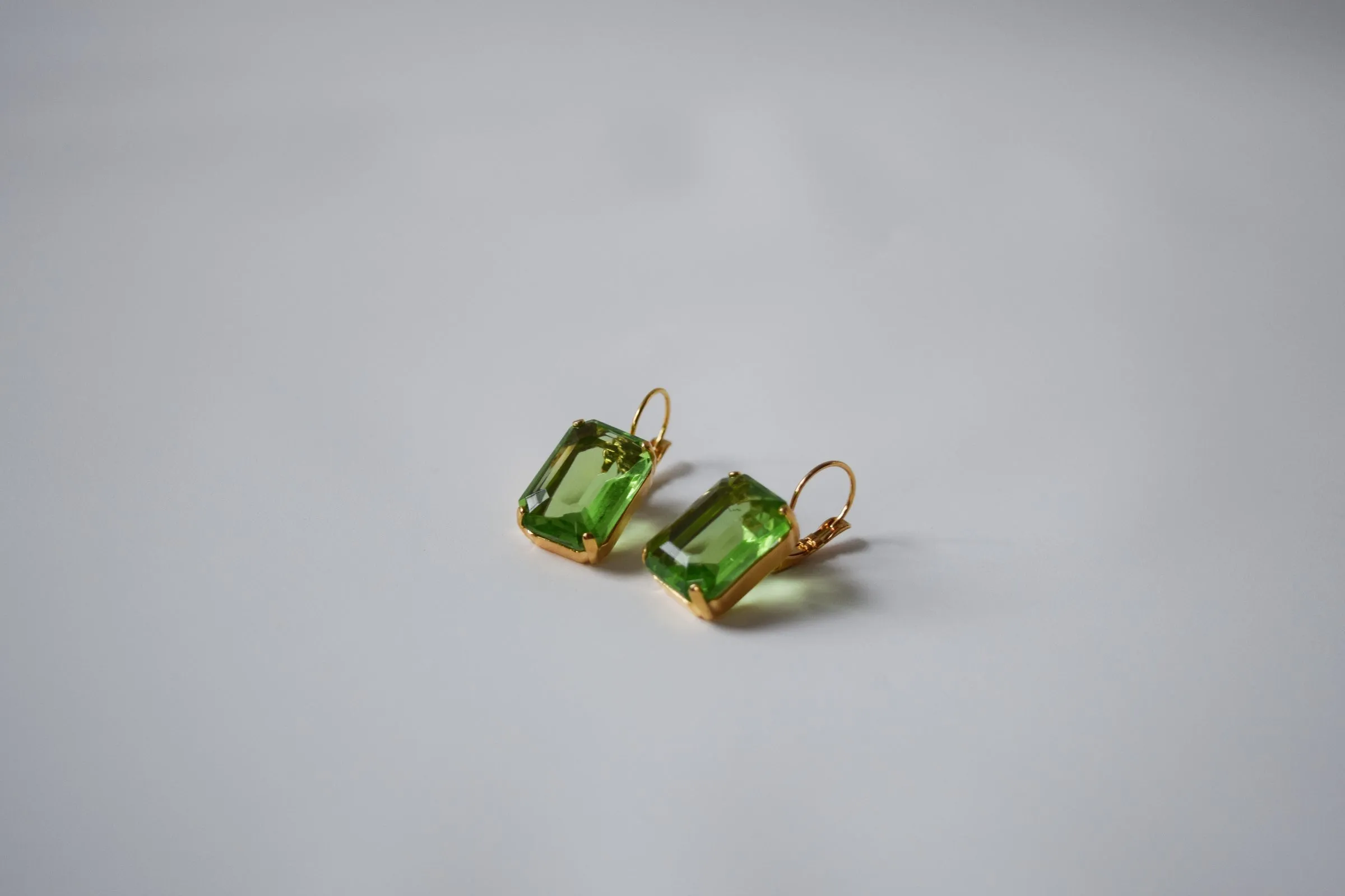 Peridot Crystal Earrings - Large Octagon