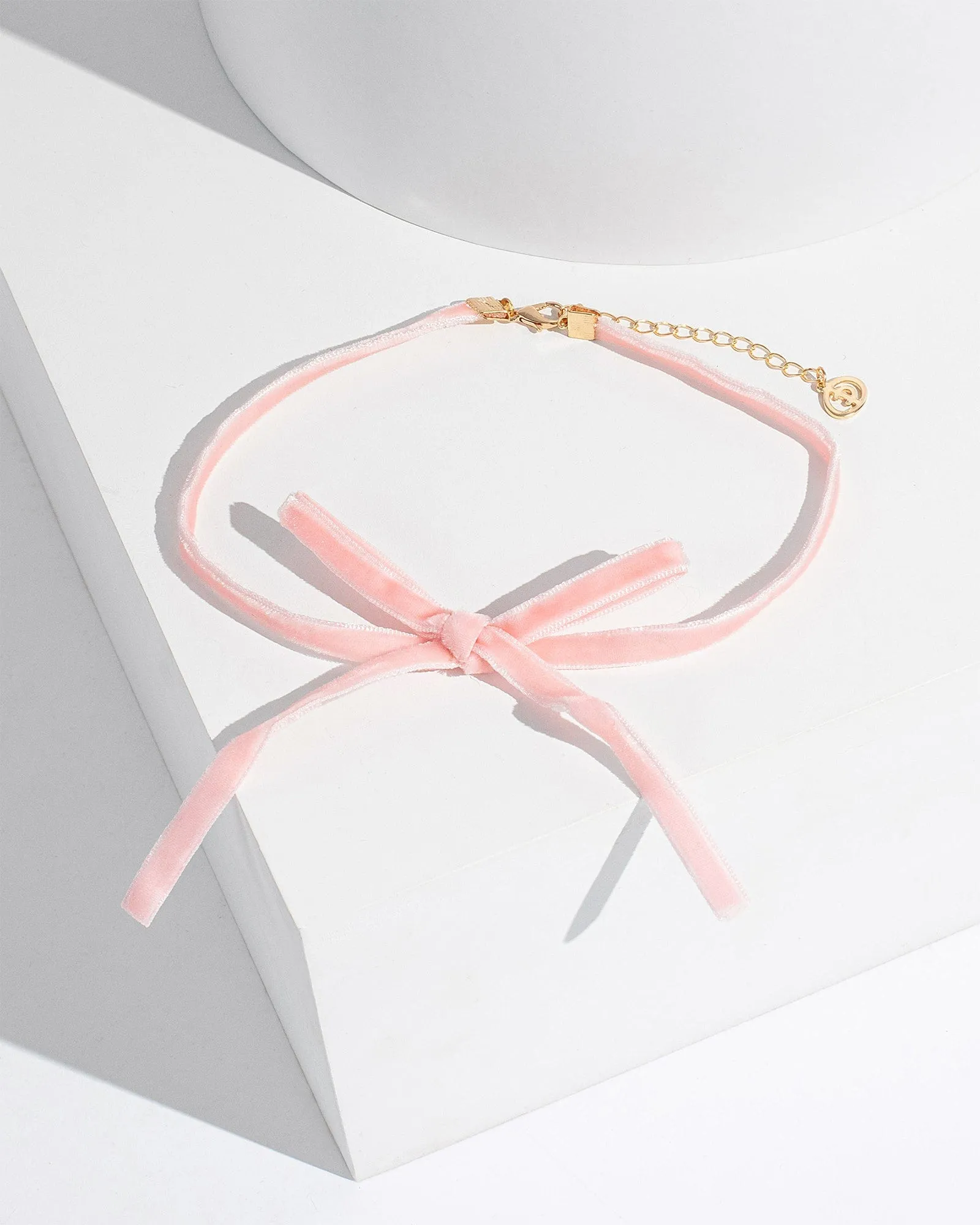 Pink Velvet Bow Choker Necklace