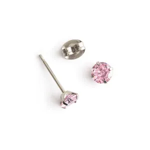 Pink Zirconia Titanium Stud Earrings