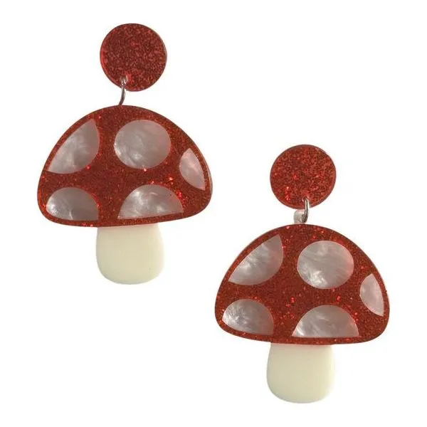 Pop Toadstools Red Earrings