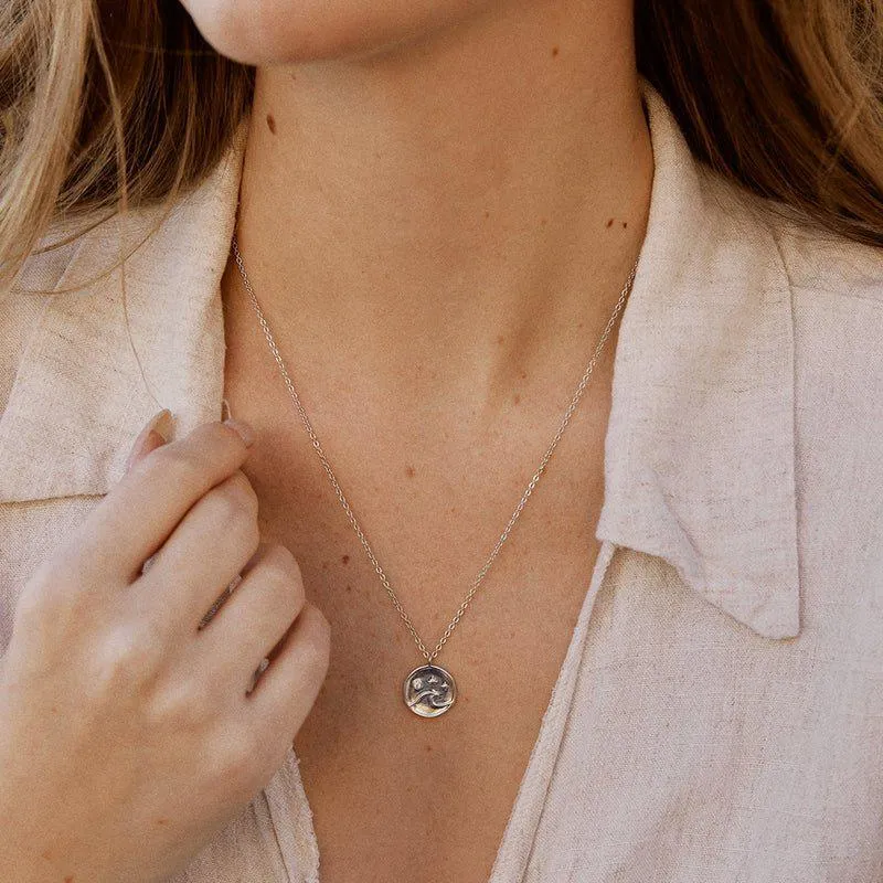 Pura Vida Crystal Wave Coin Necklace