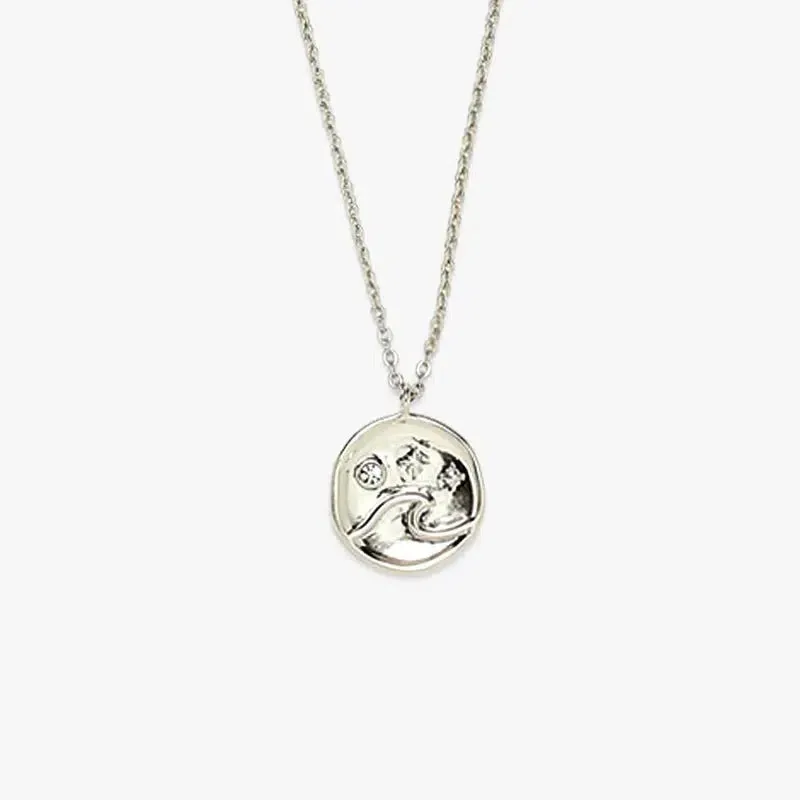 Pura Vida Crystal Wave Coin Necklace