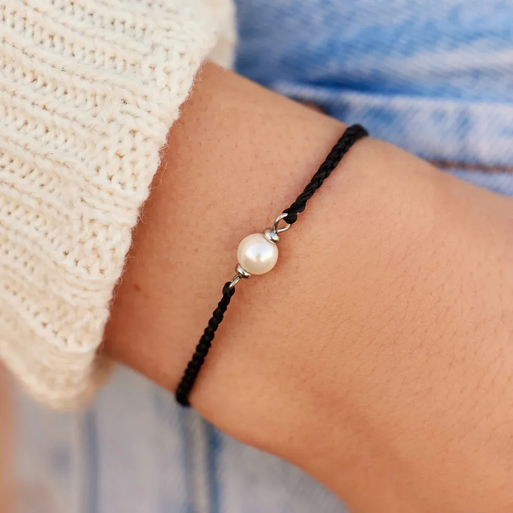 Pura Vida Simple Pearl Bead Silver Charm Bracelet