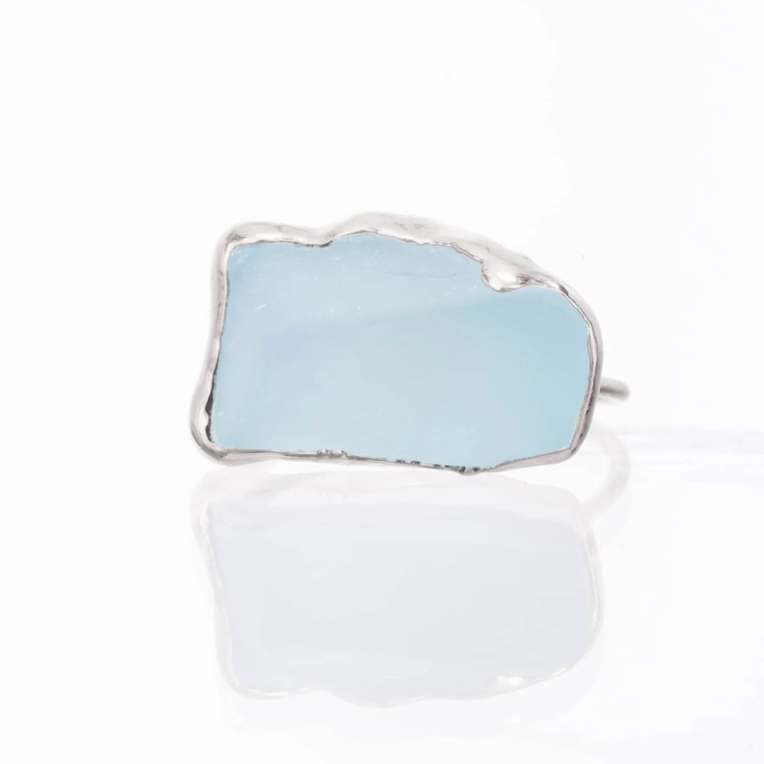 Raw Sky Blue Topaz Ring in Sterling Silver