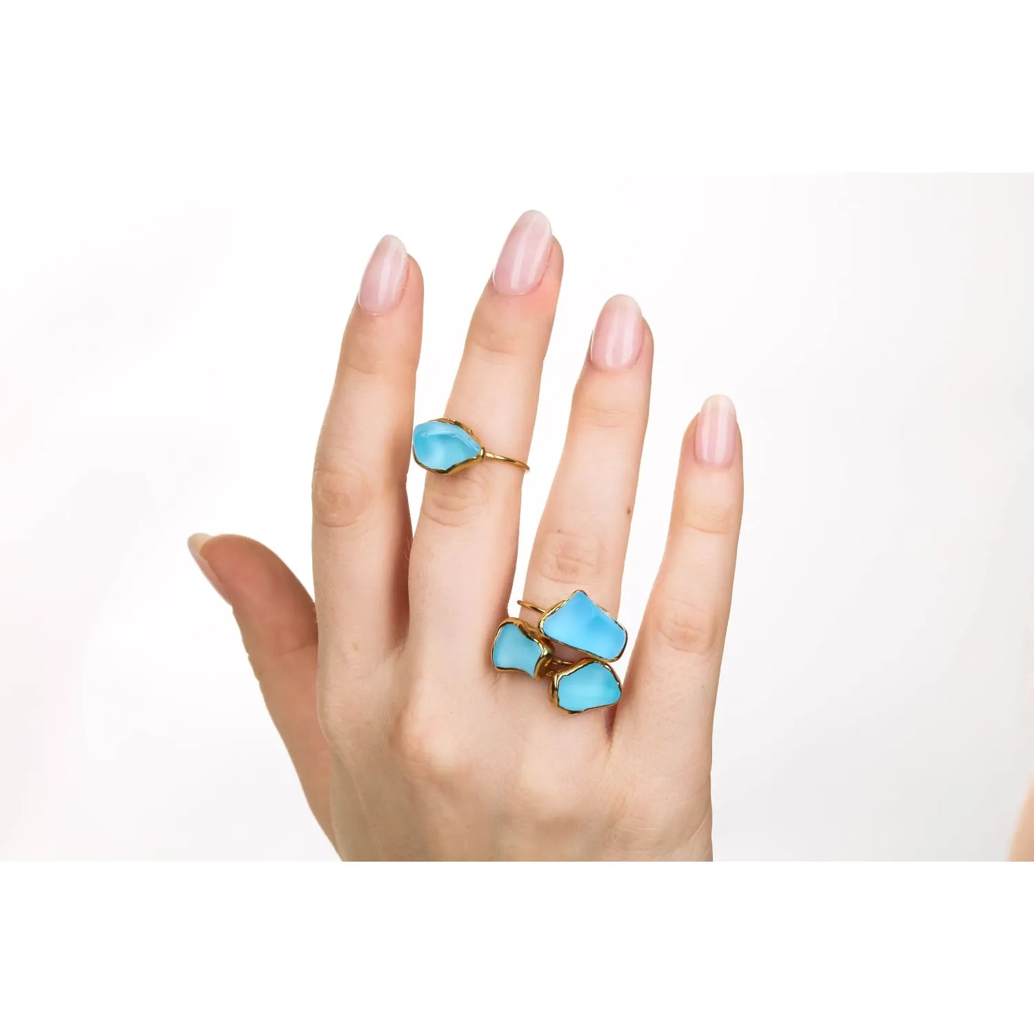 Raw Sky Blue Topaz Ring in Sterling Silver