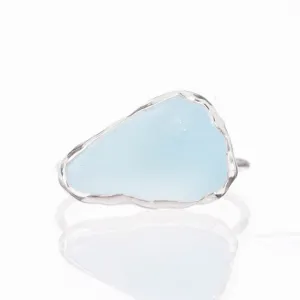 Raw Sky Blue Topaz Ring in Sterling Silver