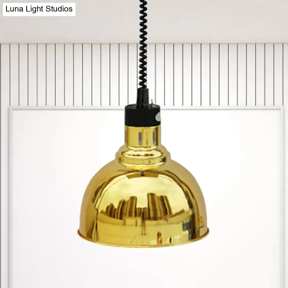 Retro Dome Suspension Light: Stylish Extendable 1-Head Metal Pendant in Bronze/Copper - Indoor Lighting