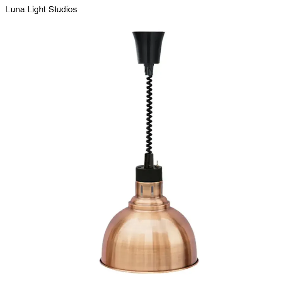 Retro Dome Suspension Light: Stylish Extendable 1-Head Metal Pendant in Bronze/Copper - Indoor Lighting