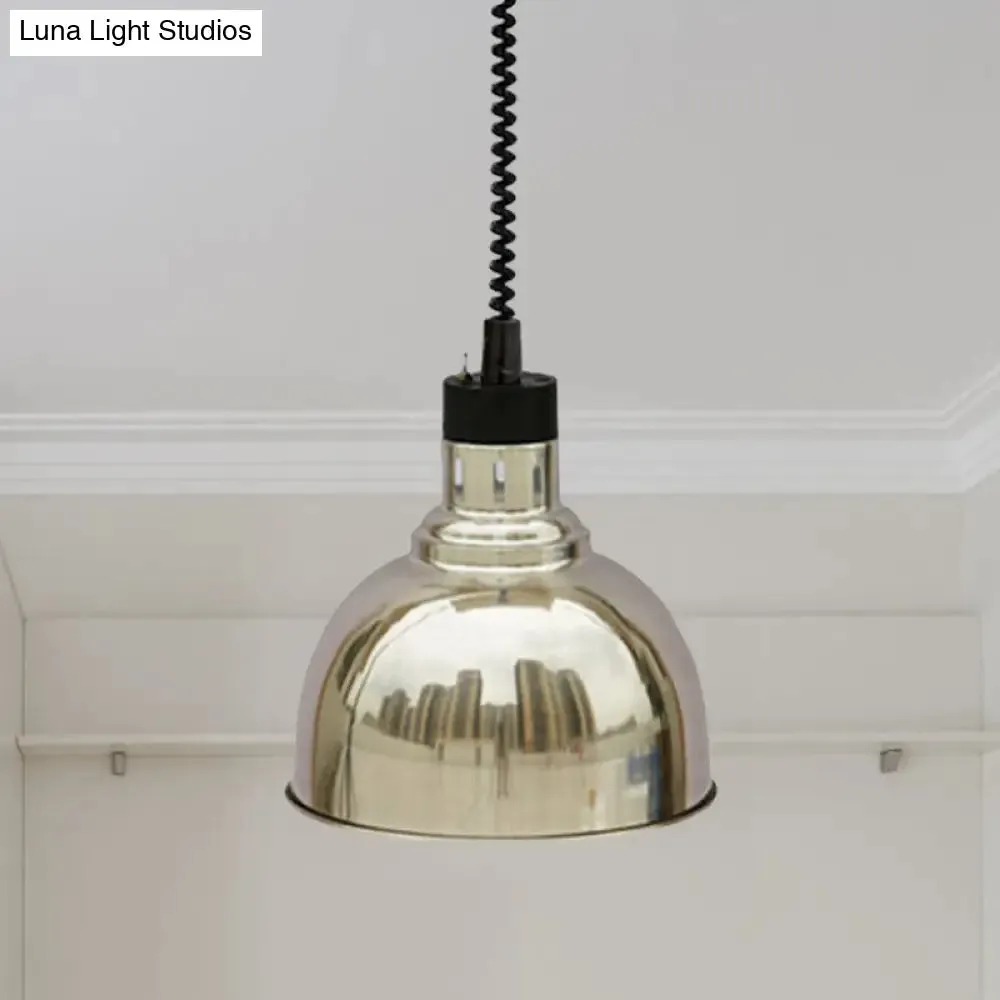 Retro Dome Suspension Light: Stylish Extendable 1-Head Metal Pendant in Bronze/Copper - Indoor Lighting