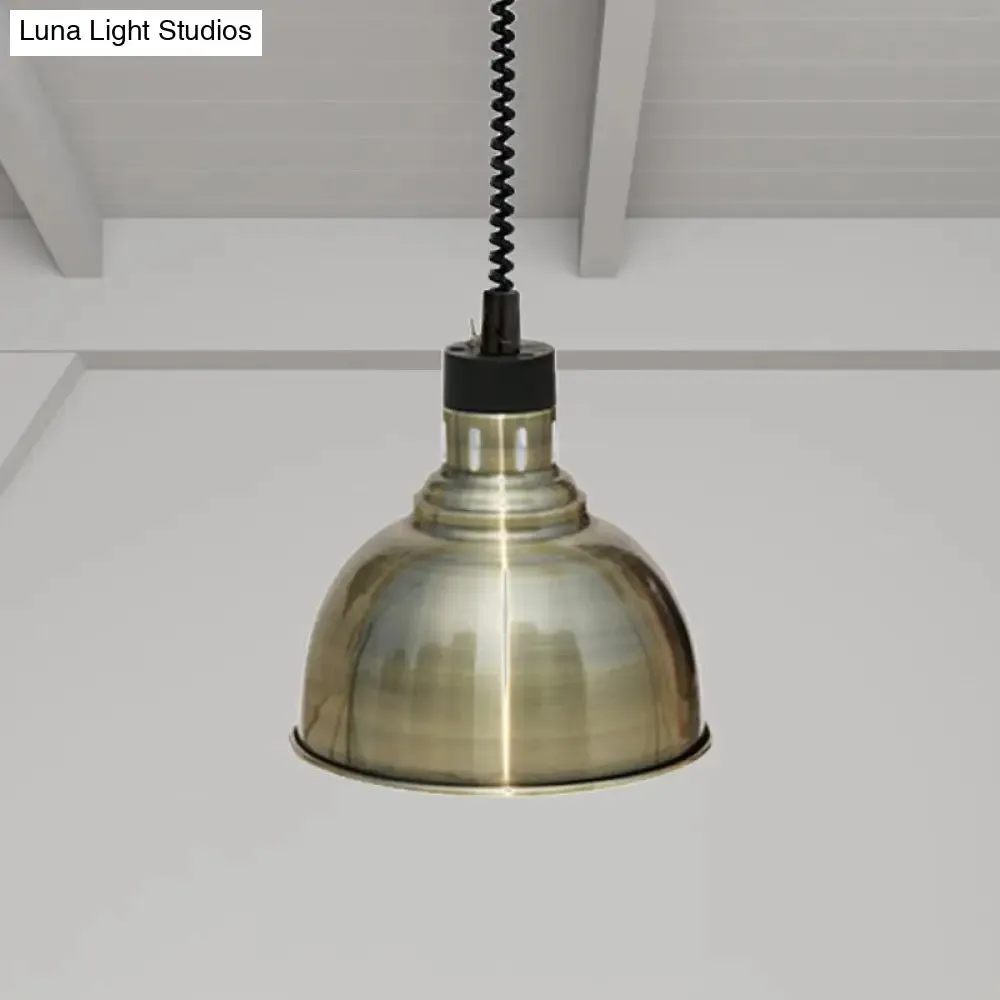 Retro Dome Suspension Light: Stylish Extendable 1-Head Metal Pendant in Bronze/Copper - Indoor Lighting