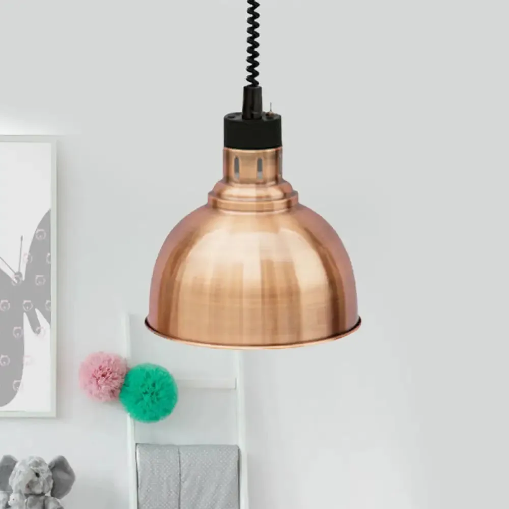 Retro Dome Suspension Light: Stylish Extendable 1-Head Metal Pendant in Bronze/Copper - Indoor Lighting