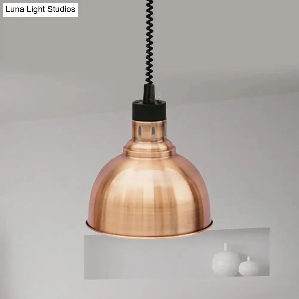 Retro Dome Suspension Light: Stylish Extendable 1-Head Metal Pendant in Bronze/Copper - Indoor Lighting