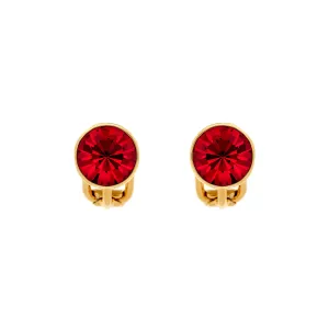 Ruby Crystal Stud Clip Earrings