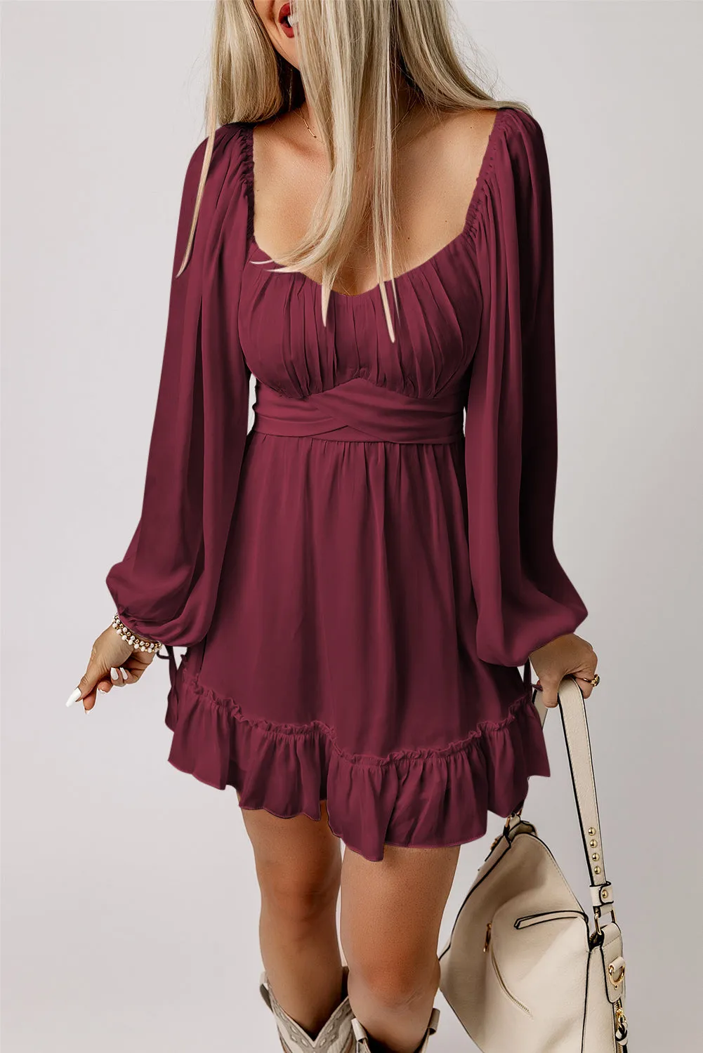 Ruffle High Waist Mini Dress